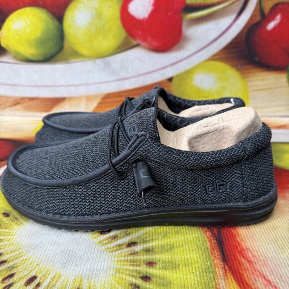 Hey Dude Mens Size 7 Womens Size 9 Total Black Wally Sox Micro Shoes Lightweight - Picture 1 of 8